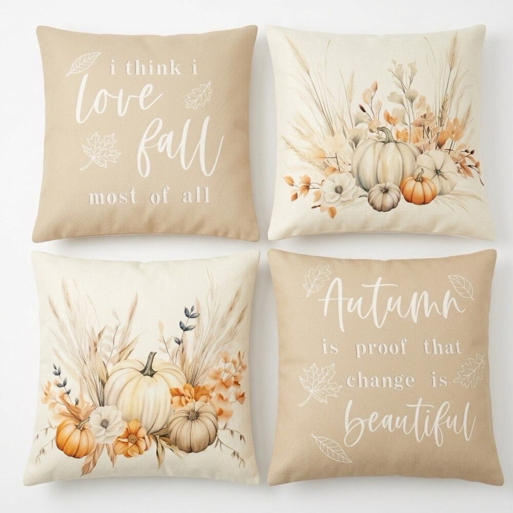 SetOf4 Square pillow cases sofa couch throw cushion cover Romantic Falls Season